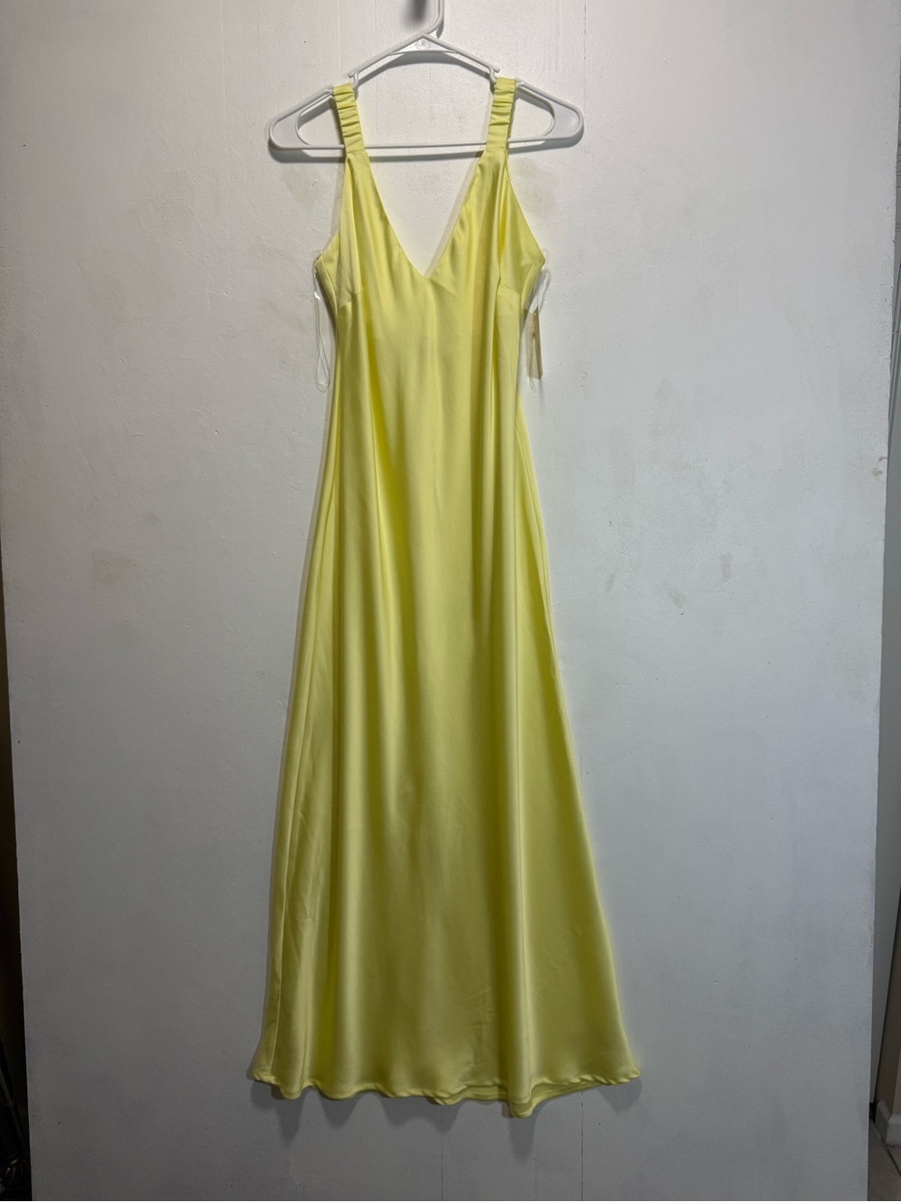 A new day Yellow Satin V-Neck Slip Maxi Dress Women’s Sz M NWT
